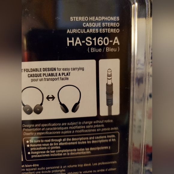 JVC HA-S160-A FLATS Stereo Headband Headphones BLUE. NEW. Fold Flat - Picture 6 of 8